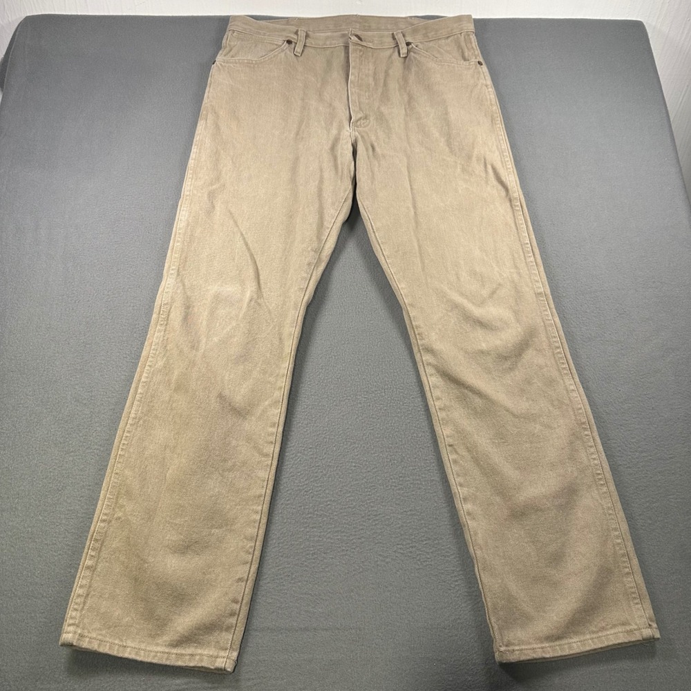 Wrangler Cowboy Cut Original Fit Tan Jeans Mens 36x34 13MWZTN Straight Leg Denim